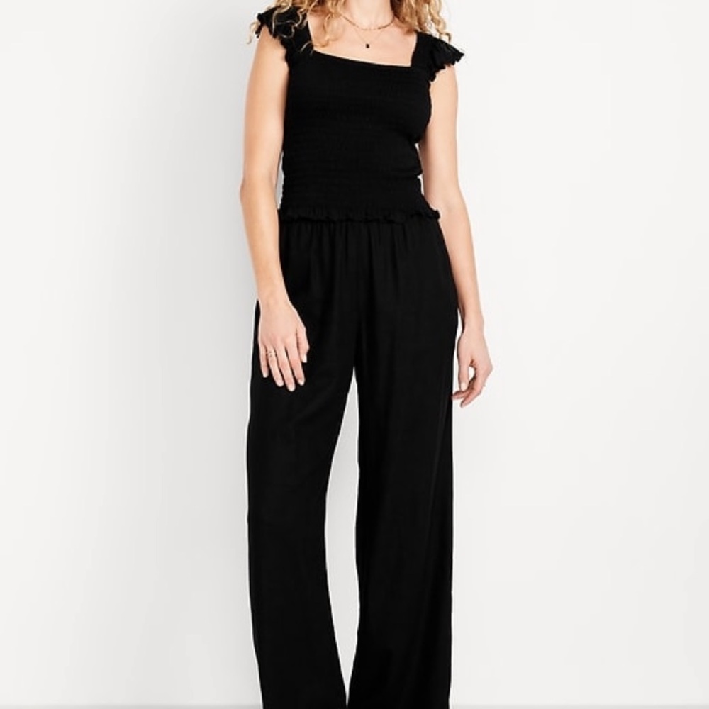 Old navy linen blend black wide leg pants